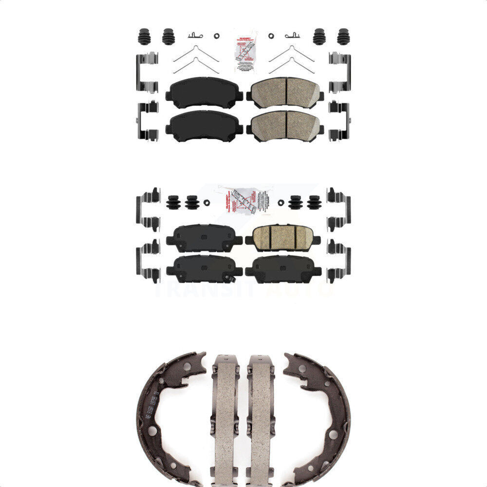 Front Rear Ceramic Disc Brake Pads And Parking Shoes Kit For Nissan Rogue Juke KNN-101084