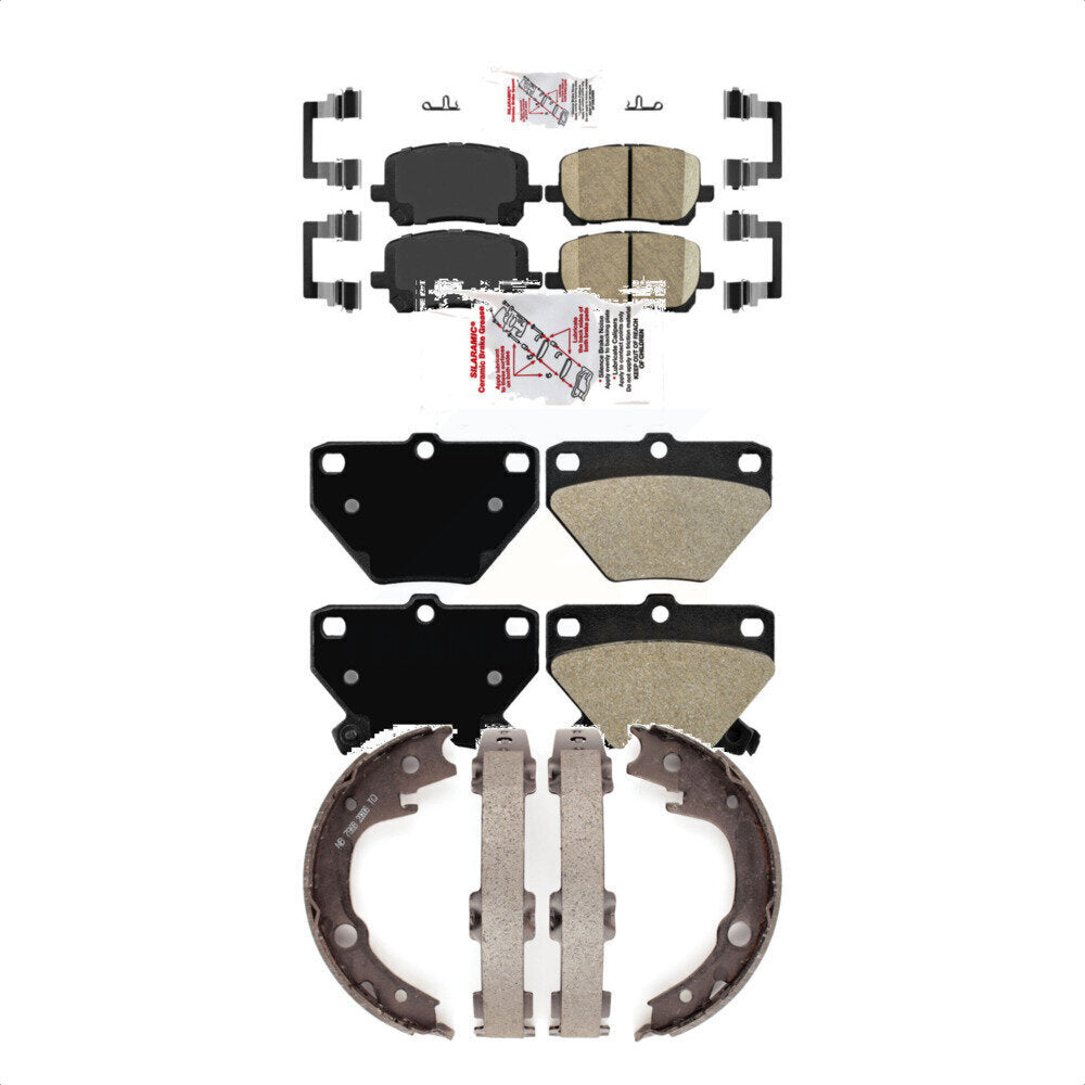 Front Ceramic Rear Semi-Metallic Disc Brake Pads And Parking Shoes Kit For KNN-101086