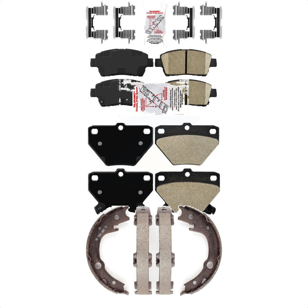 Front Ceramic Rear Semi-Metallic Disc Brake Pads And Parking Shoes Kit For KNN-101090