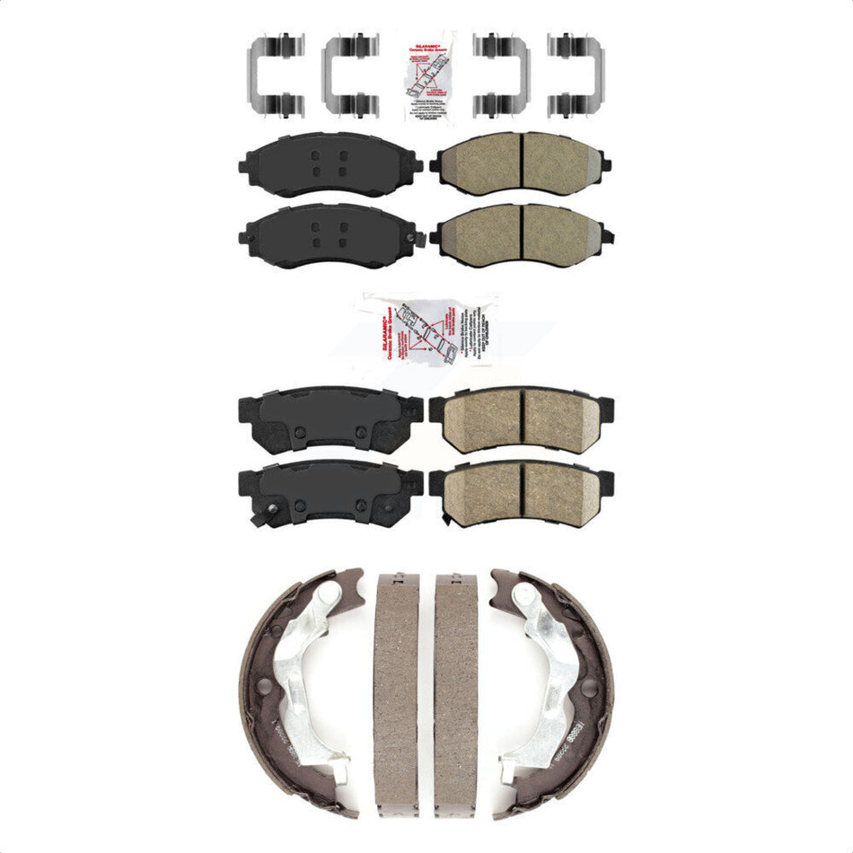 Front Semi-Metallic Rear Ceramic Disc Brake Pads And Parking Shoes Kit For KNN-101091