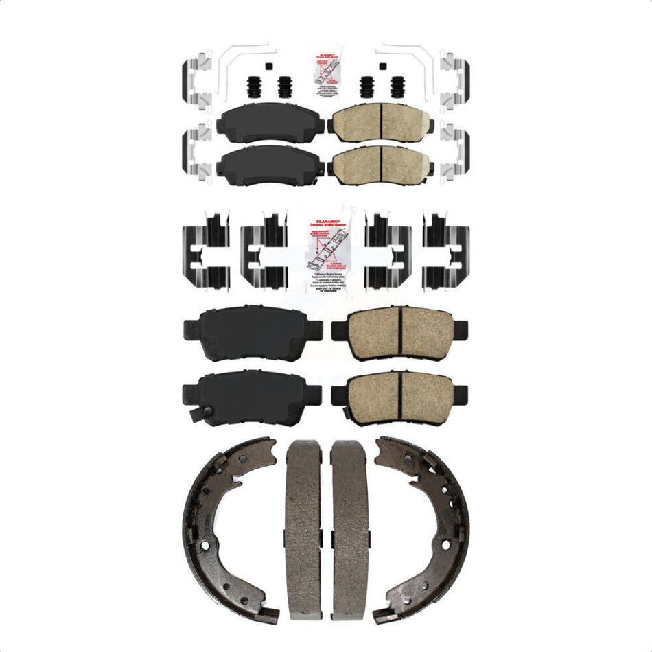Front Rear Ceramic Disc Brake Pads And Parking Shoes Kit For Honda Odyssey KNN-101094