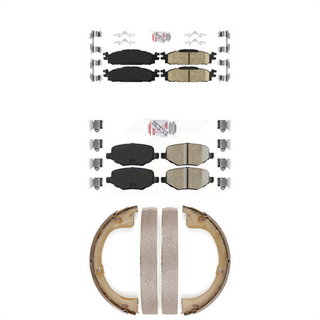 Front Rear Ceramic Disc Brake Pads And Parking Shoes Kit For 10-12 Lincoln MKT KNN-101105