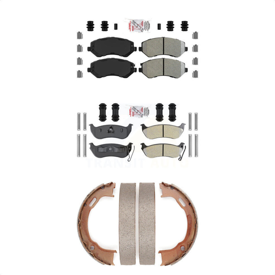 Front Rear Semi-Metallic Disc Brake Pads And Parking Shoes Kit For KNN-101109