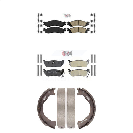 Front Ceramic Rear Semi-Metallic Disc Brake Pads And Parking Shoes Kit For KNN-101115