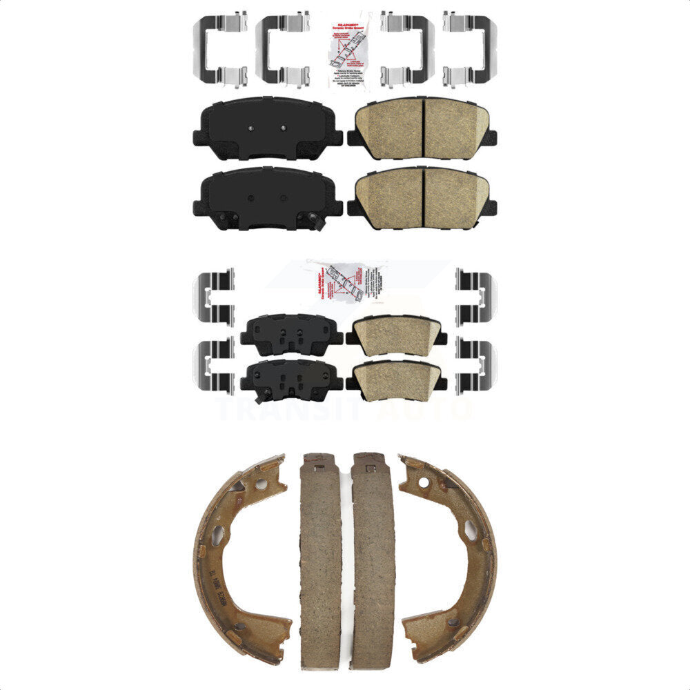 Front Rear Ceramic Disc Brake Pads And Parking Shoes Kit For Kia Optima KNN-101116