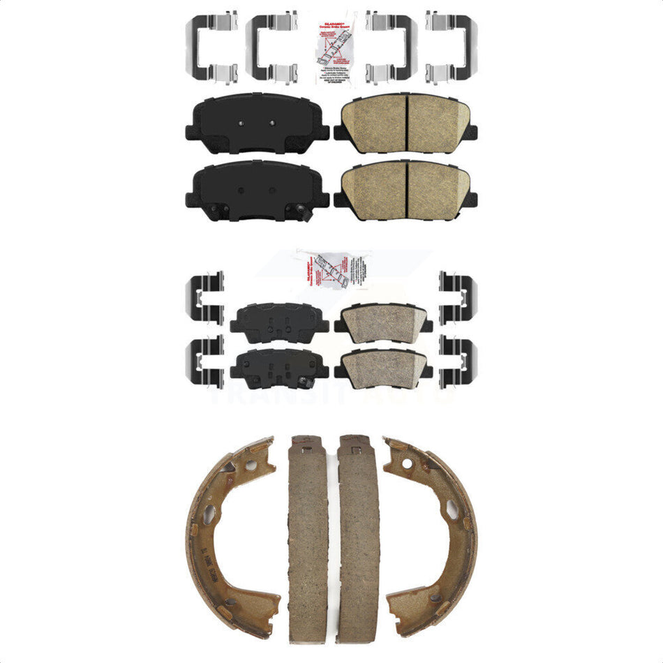 Front Rear Ceramic Disc Brake Pads And Parking Shoes Kit For Kia Optima KNN-101119