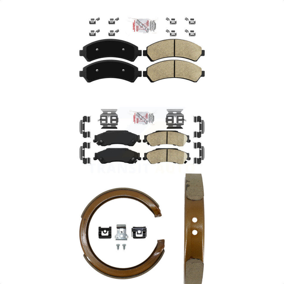 Front Rear Ceramic Disc Brake Pads And Parking Shoes Kit For Chevrolet GMC S10 KNN-101137