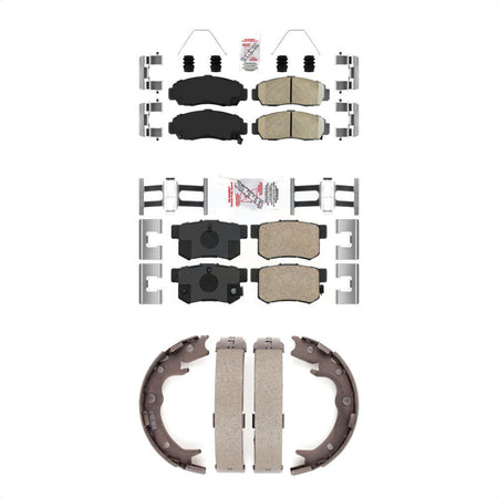 Front Rear Ceramic Disc Brake Pads And Parking Shoes Kit For Acura TL CL RL KNN-101141