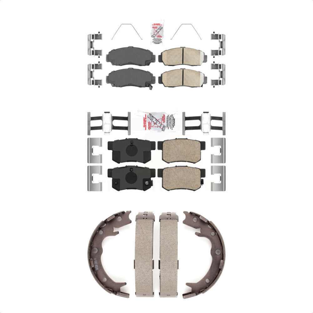Front Rear Ceramic Disc Brake Pads And Parking Shoes Kit For Acura TL CL RL KNN-101142
