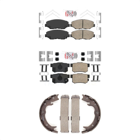 Front Rear Ceramic Disc Brake Pads And Parking Shoes Kit For Honda CR-V KNN-101145