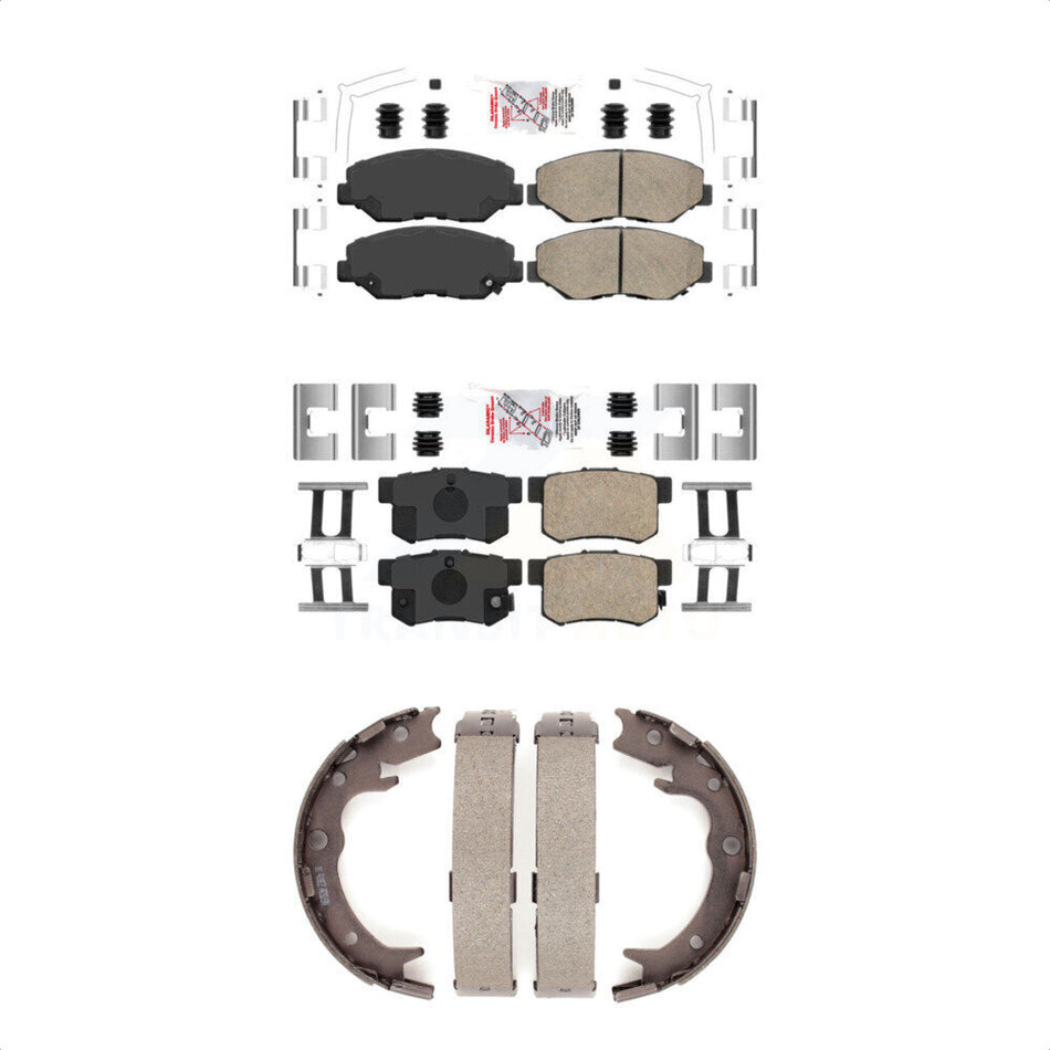Front Rear Ceramic Disc Brake Pads And Parking Shoes Kit For Honda CR-V KNN-101146