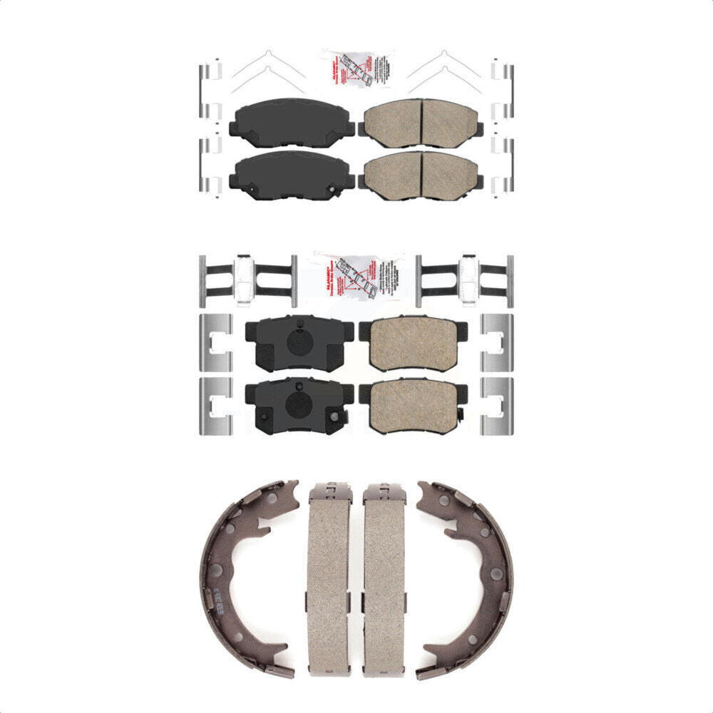 Front Rear Ceramic Disc Brake Pads And Parking Shoes Kit For Honda CR-V KNN-101147