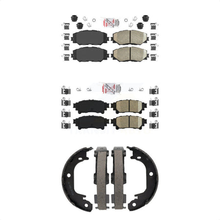 Front Rear Ceramic Disc Brake Pads And Parking Shoes Kit For Toyota Prius V KNN-101155