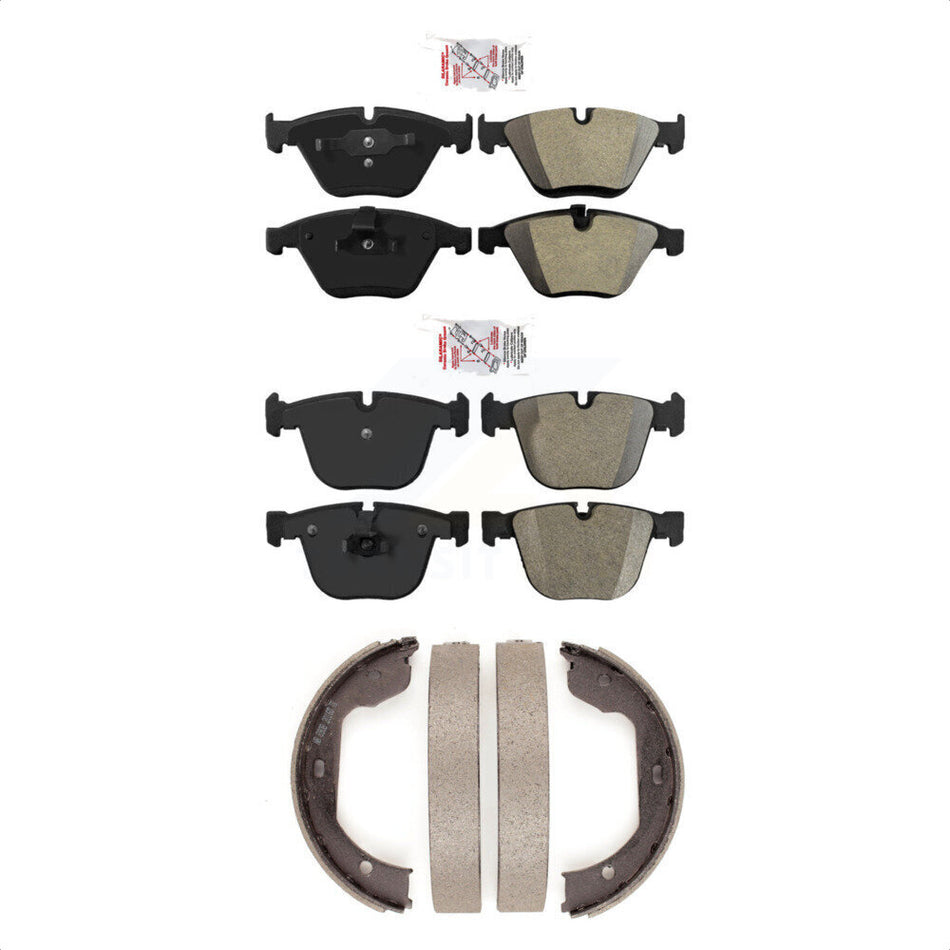 Front Rear Semi-Metallic Disc Brake Pads And Parking Shoes Kit For BMW 650i KNN-101161