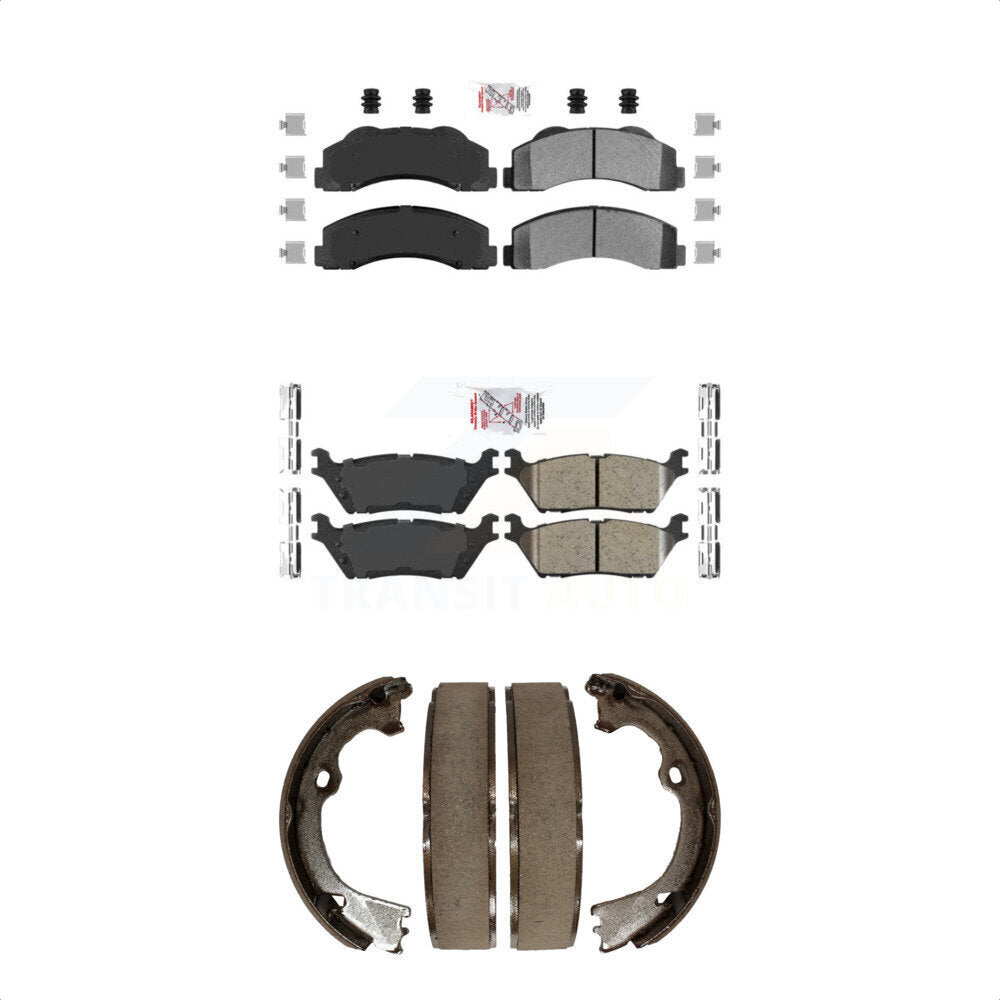 Front Semi-Metallic Rear Ceramic Disc Brake Pads And Parking Shoes Kit For KNN-101172