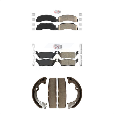 Front Rear Ceramic Disc Brake Pads And Parking Shoes Kit For Ford F-150 KNN-101173