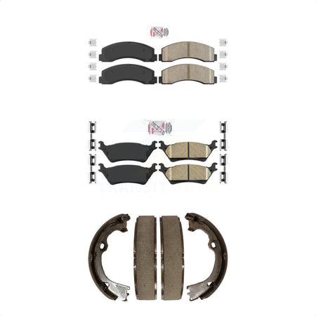 Front Rear Ceramic Disc Brake Pads And Parking Shoes Kit For Ford F-150 KNN-101175
