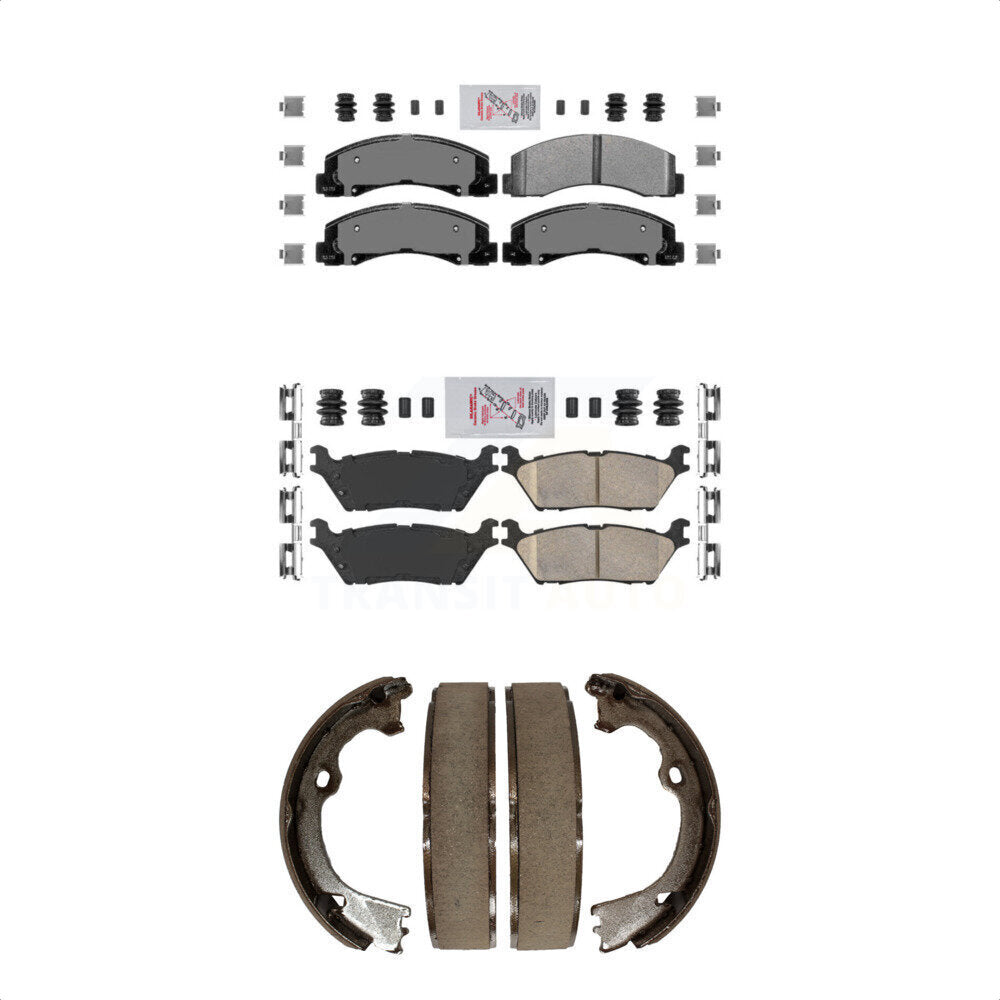 Front Semi-Metallic Rear Ceramic Disc Brake Pads And Parking Shoes Kit For KNN-101176
