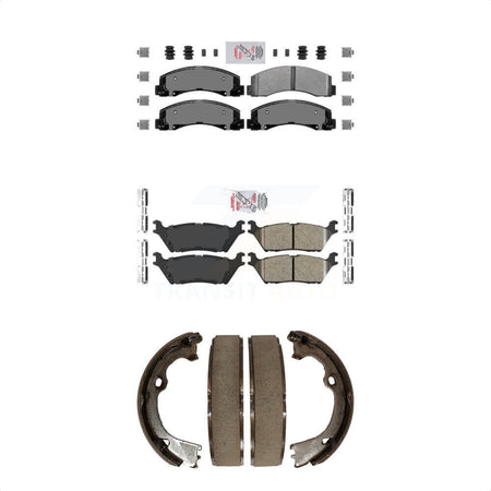 Front Semi-Metallic Rear Ceramic Disc Brake Pads And Parking Shoes Kit For KNN-101178