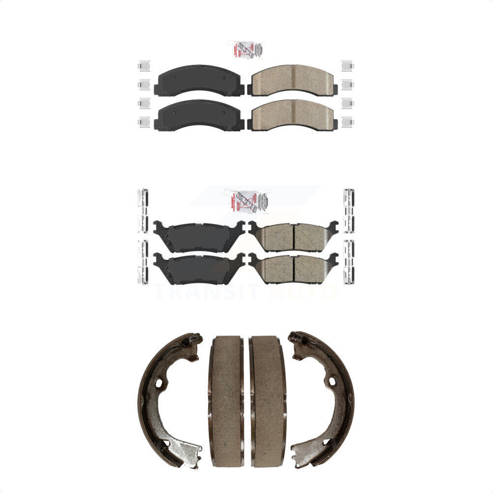 Front Rear Ceramic Disc Brake Pads And Parking Shoes Kit For Ford F-150 KNN-101179