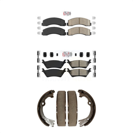 Front Ceramic Rear Semi-Metallic Disc Brake Pads And Parking Shoes Kit For KNN-101183