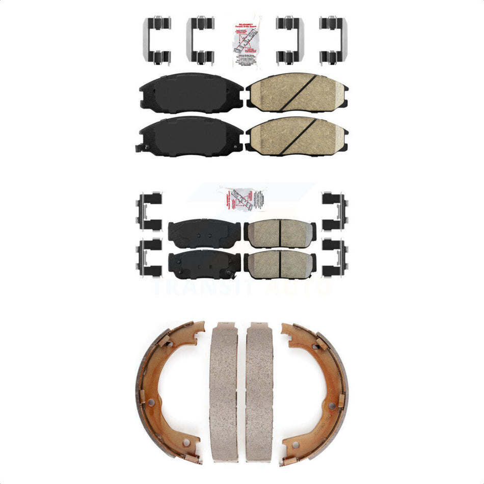 Front Ceramic Rear Semi-Metallic Disc Brake Pads And Parking Shoes Kit For KNN-101203