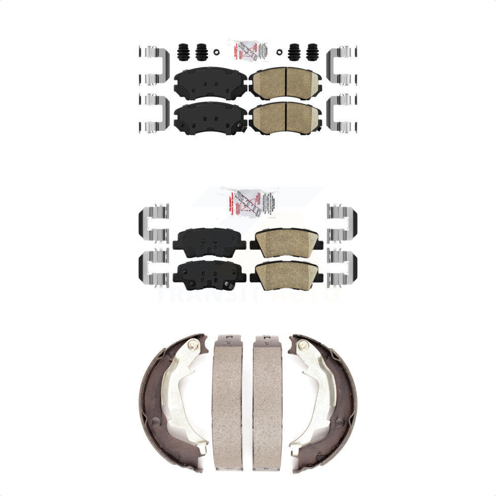 Front Rear Ceramic Disc Brake Pads And Parking Shoes Kit For 10-13 Kia Soul KNN-101204