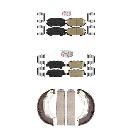 Front Rear Ceramic Disc Brake Pads And Parking Shoes Kit For 10-13 Kia Soul KNN-101205