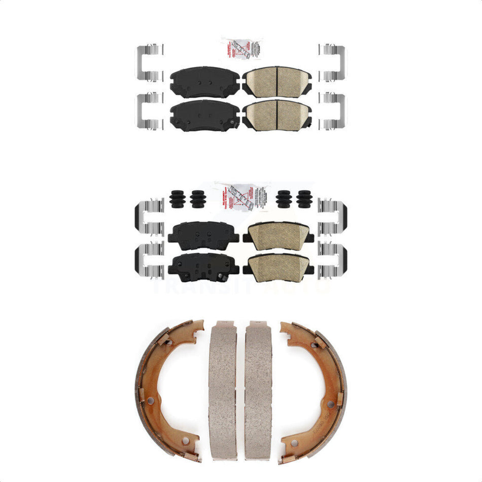 Front Rear Ceramic Disc Brake Pads And Parking Shoes Kit For 07-09 Kia Amanti KNN-101210