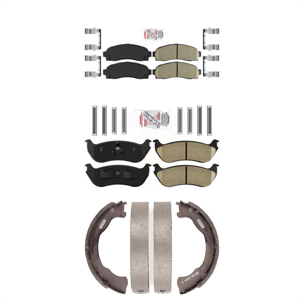 Front Rear Ceramic Disc Brake Pads And Parking Shoes Kit For Ford Explorer KNN-101215