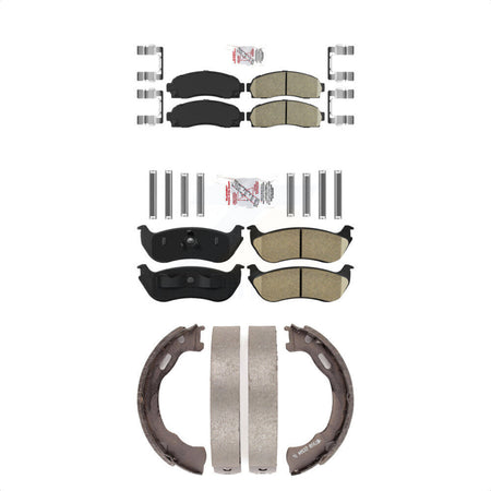 Front Rear Ceramic Disc Brake Pads And Parking Shoes Kit For Ford Explorer KNN-101215