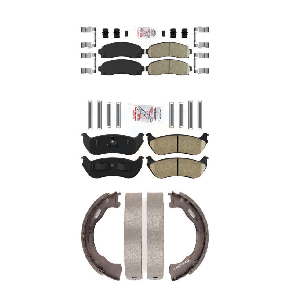 Front Rear Ceramic Disc Brake Pads And Parking Shoes Kit For Ford Explorer KNN-101216