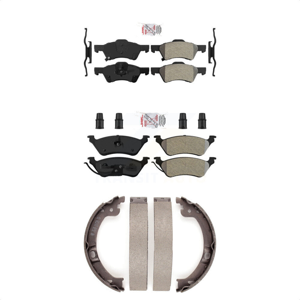 Front Rear Semi-Metallic Disc Brake Pads And Parking Shoes Kit For Dodge Grand KNN-101217
