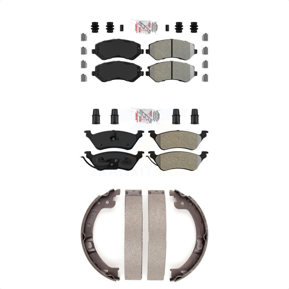 Front Rear Semi-Metallic Disc Brake Pads And Parking Shoes Kit For Dodge Grand KNN-101219