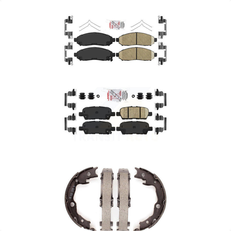 Front Rear Ceramic Disc Brake Pads And Parking Shoes Kit For Nissan LEAF KNN-101227