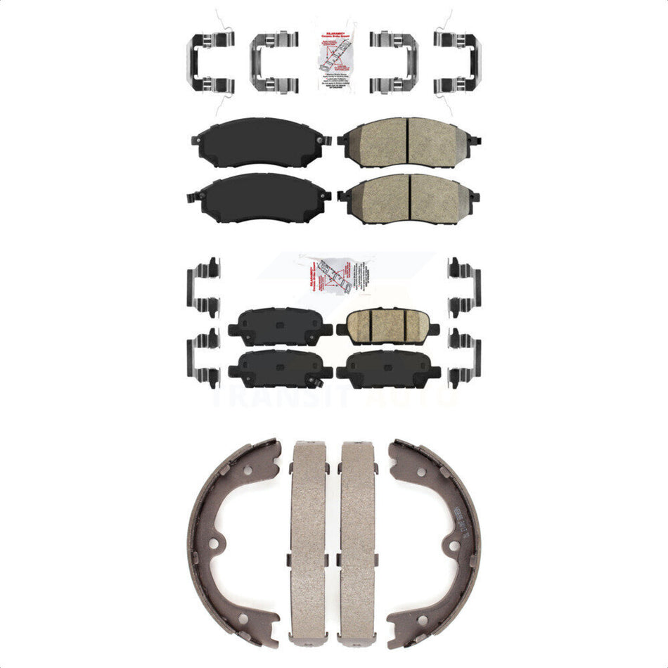 Front Semi-Metallic Rear Ceramic Disc Brake Pads And Parking Shoes Kit For KNN-101235