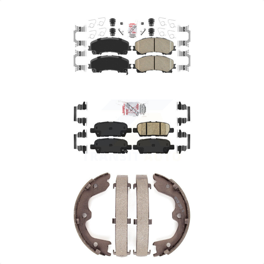 Front Rear Ceramic Disc Brake Pads And Parking Shoes Kit For INFINITI QX50 KNN-101237