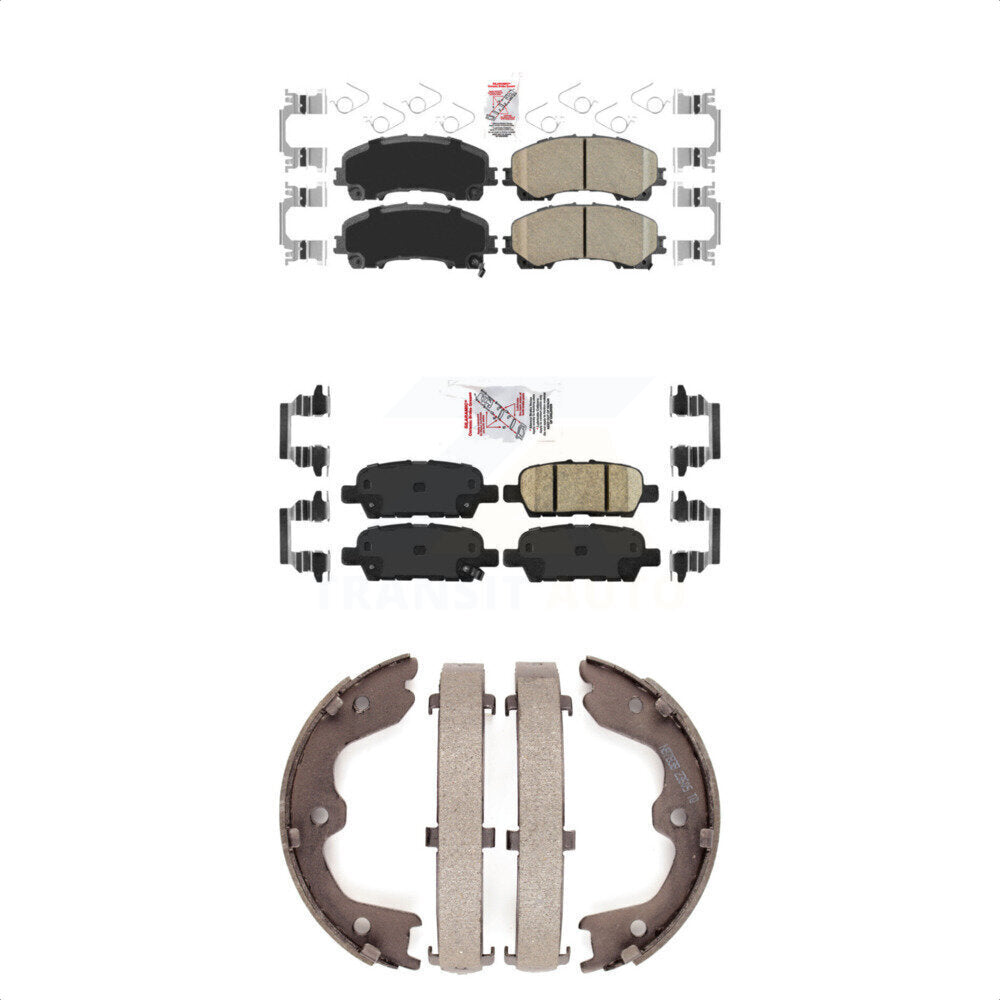 Front Rear Ceramic Disc Brake Pads And Parking Shoes Kit For INFINITI QX50 KNN-101238