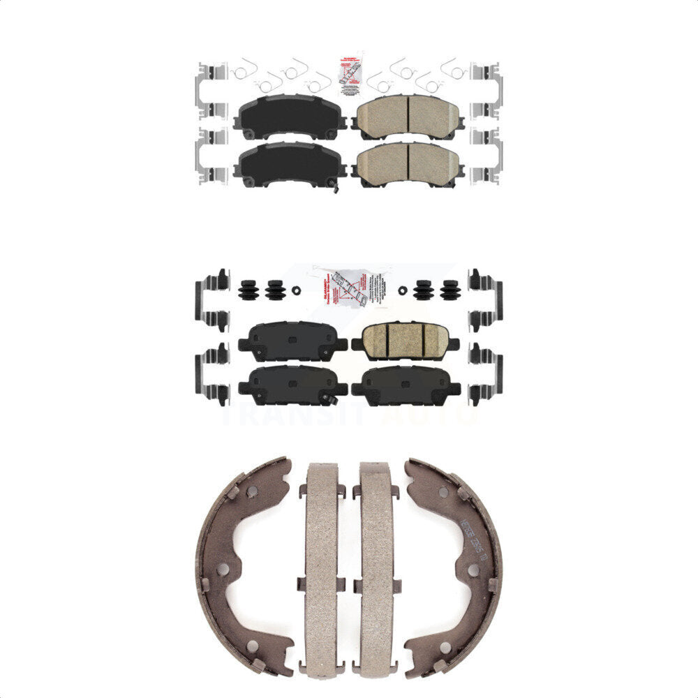 Front Rear Ceramic Disc Brake Pads And Parking Shoes Kit For INFINITI QX50 KNN-101240