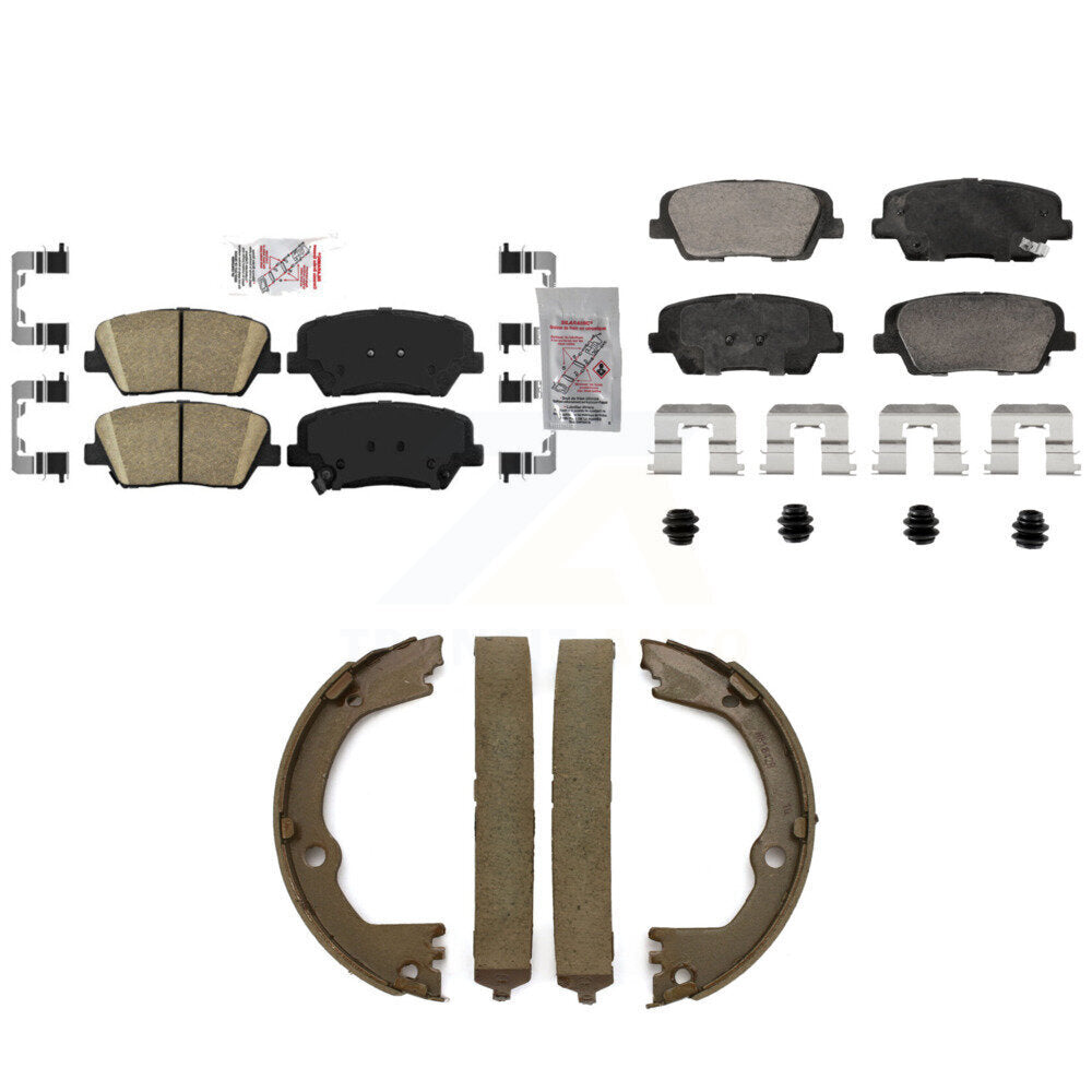 Front Rear Ceramic Disc Brake Pads And Parking Shoes Kit For Hyundai Santa Fe KNN-101250