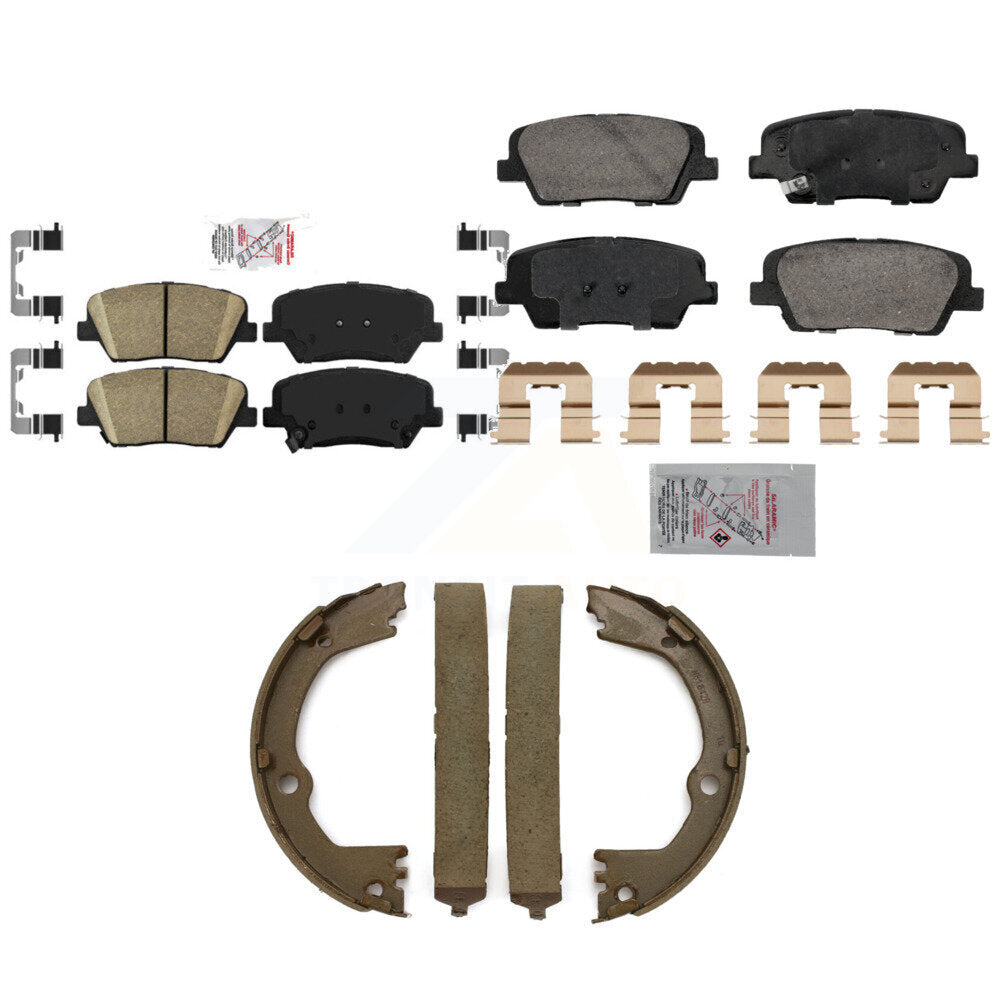 Front Rear Ceramic Disc Brake Pads And Parking Shoes Kit For Hyundai Santa Fe KNN-101252