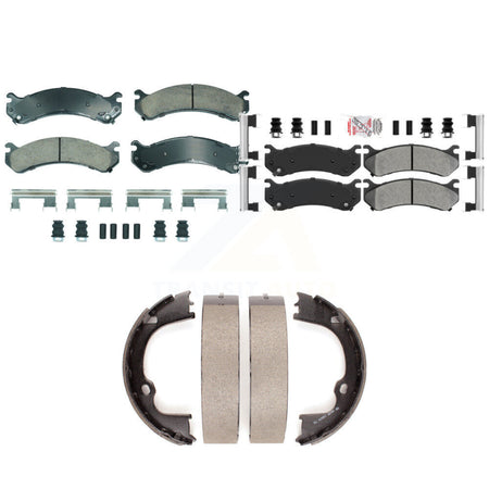 Front Ceramic Rear Semi-Metallic Disc Brake Pads And Parking Shoes Kit For GMC KNN-101253