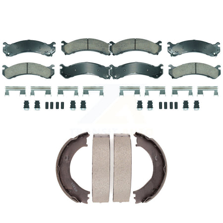 Front Rear Ceramic Disc Brake Pads And Parking Shoes Kit For Chevrolet GMC HD KNN-101259