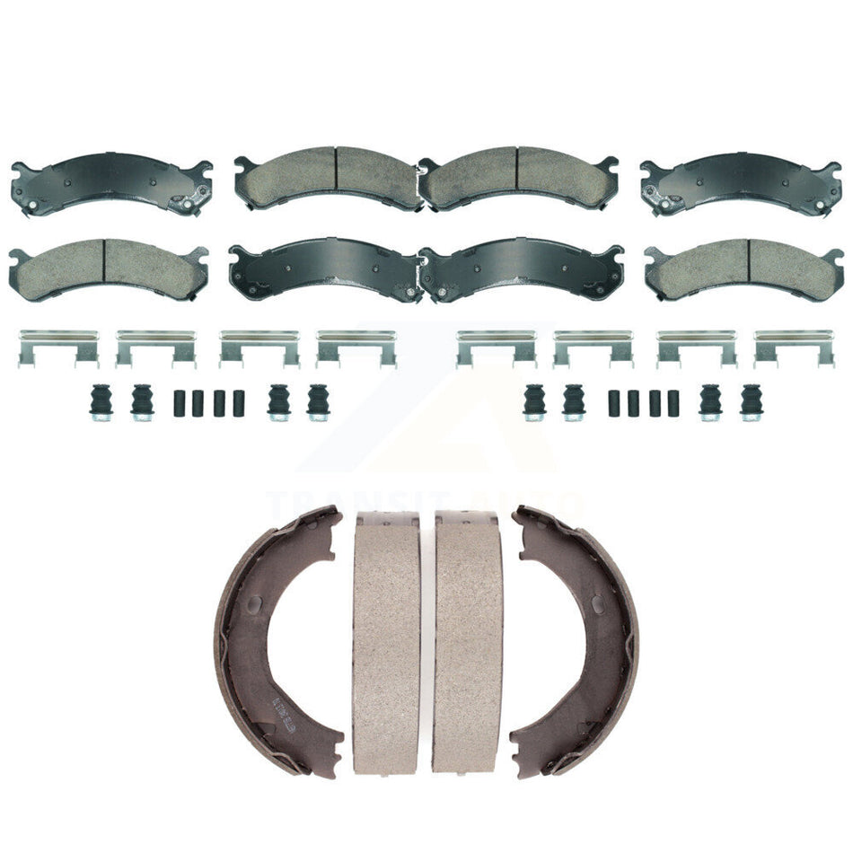 Front Rear Ceramic Disc Brake Pads And Parking Shoes Kit For Chevrolet GMC HD KNN-101259