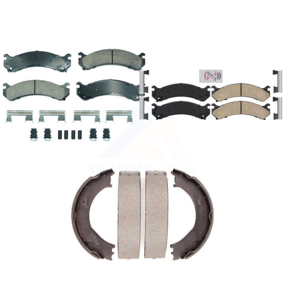 Front Rear Ceramic Disc Brake Pads And Parking Shoes Kit For Chevrolet GMC HD KNN-101261