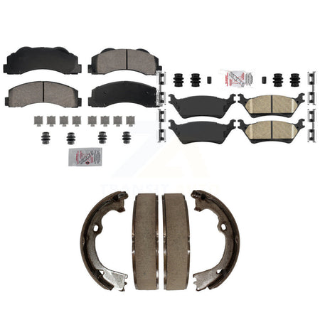 Front Rear Ceramic Disc Brake Pads And Parking Shoes Kit For Ford F-150 KNN-101267