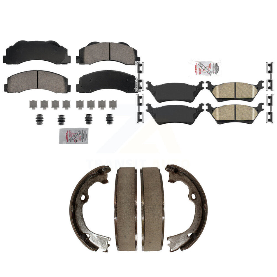 Front Rear Ceramic Disc Brake Pads And Parking Shoes Kit For Ford F-150 KNN-101268