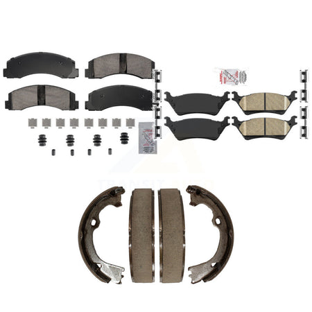 Front Rear Ceramic Disc Brake Pads And Parking Shoes Kit For Ford F-150 KNN-101275