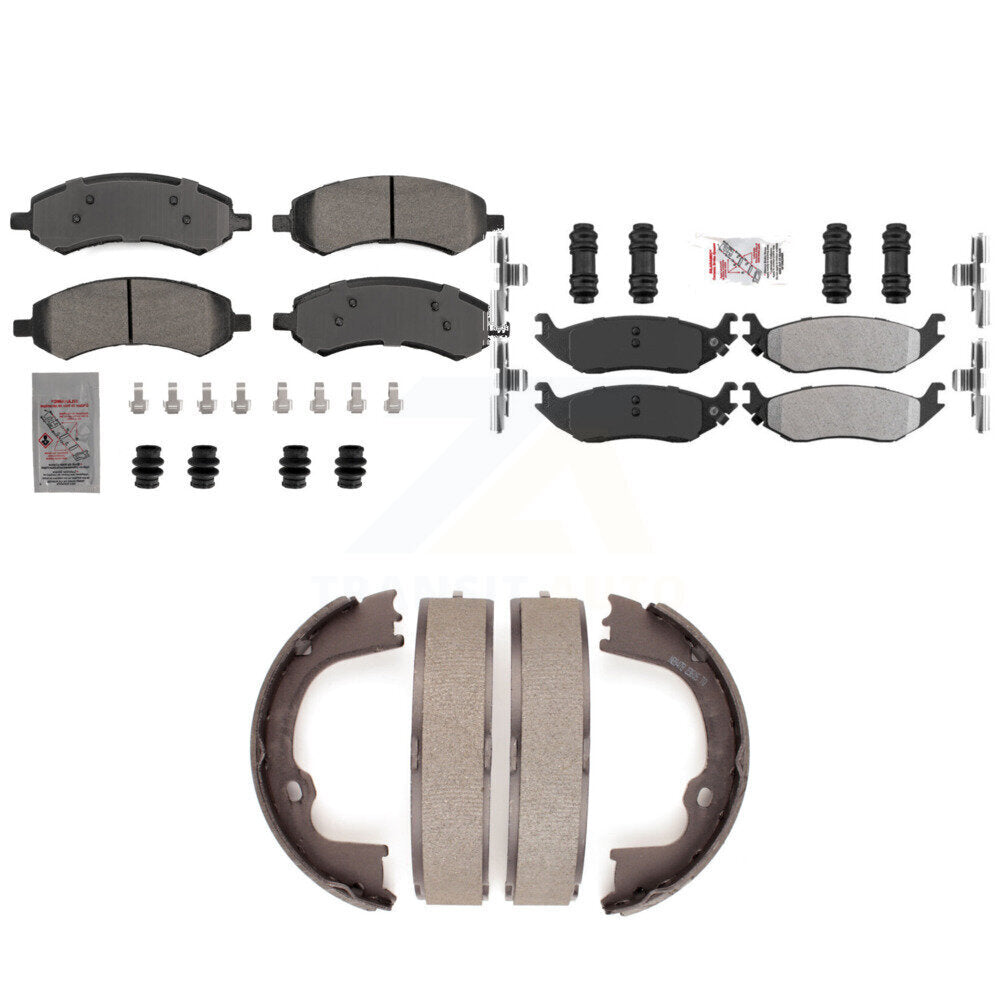 Front Rear Semi-Metallic Disc Brake Pads And Parking Shoes Kit For Ram 1500 KNN-101278