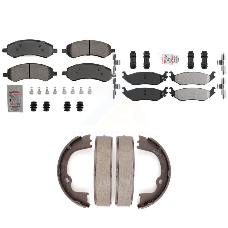 Front Rear Semi-Metallic Disc Brake Pads And Parking Shoes Kit For Ram 1500 KNN-101278